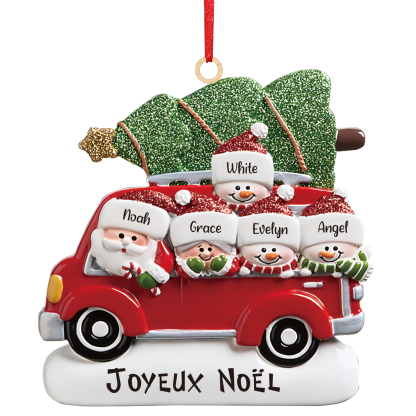 Navidad-Ornamento muñecos navideño de madera Papá Noel y niños texto y 5 nombres personalizados adorno del árbol-Jessemade ES