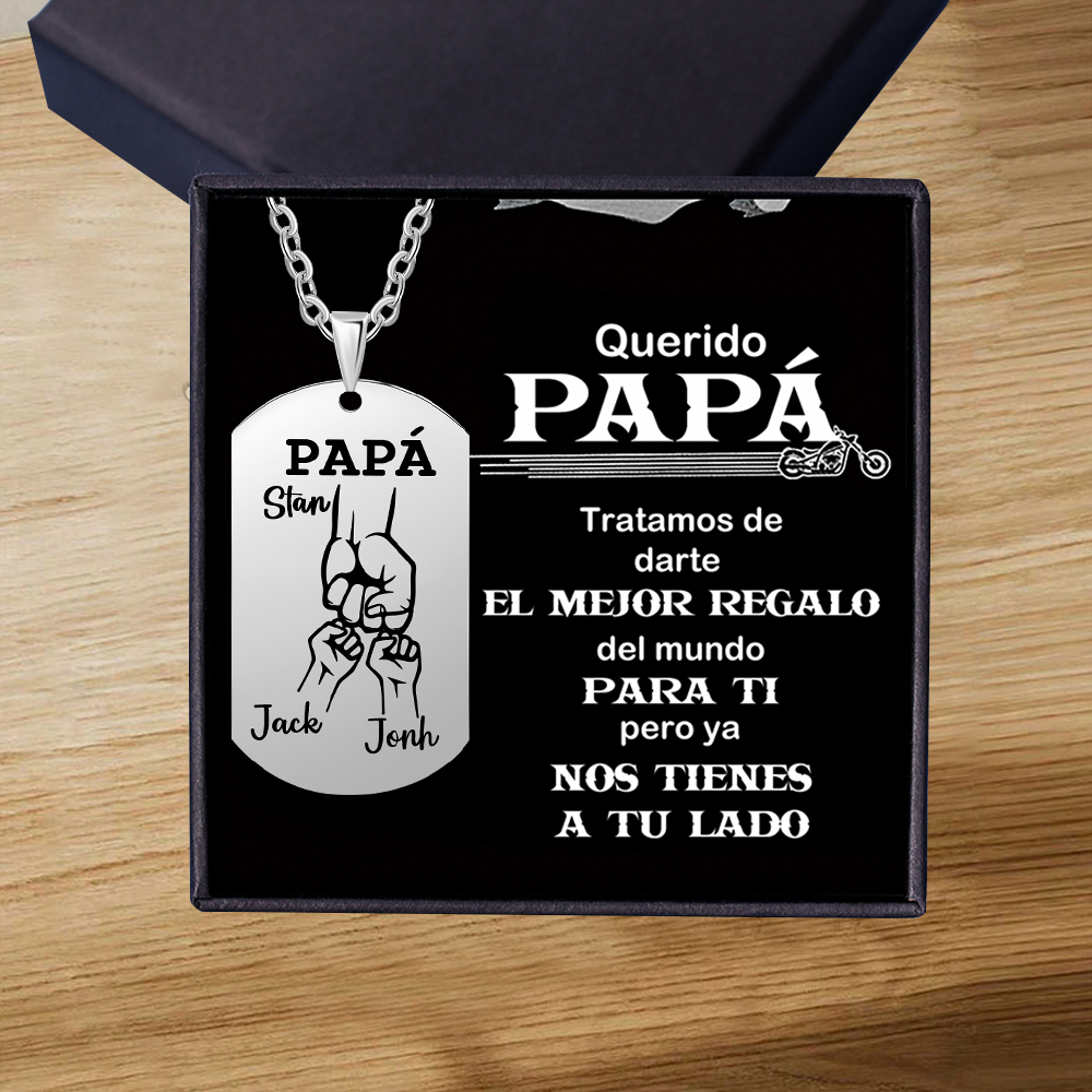 A MI PAPÁ-Collar 2-6 nombres personalizados de placa puño con puño-Jessemade ES