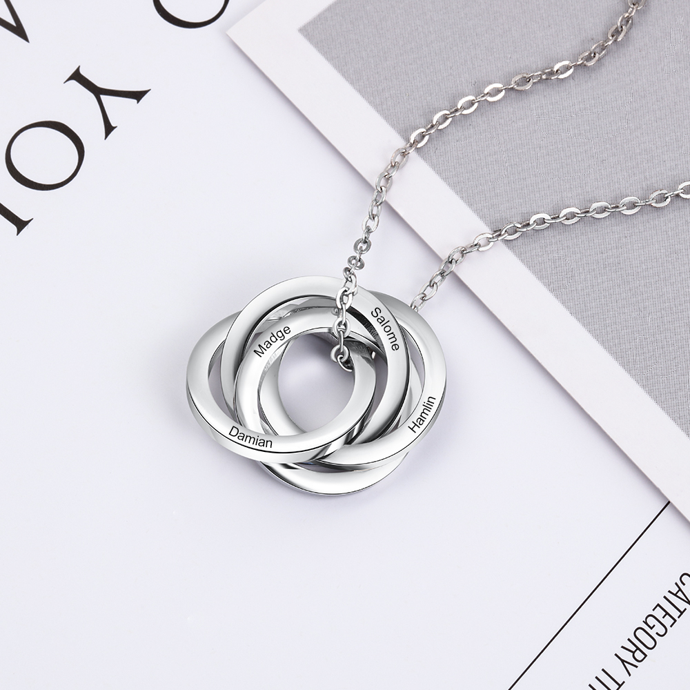 Collar de aros rusos personalizado con 4 nombres-Jessemade ES