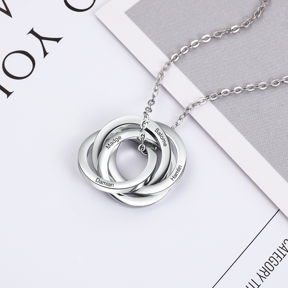 Collar de aros rusos personalizado con 4 nombres-Jessemade ES