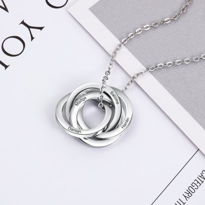 Collar de aros rusos personalizado con 4 nombres-Jessemade ES
