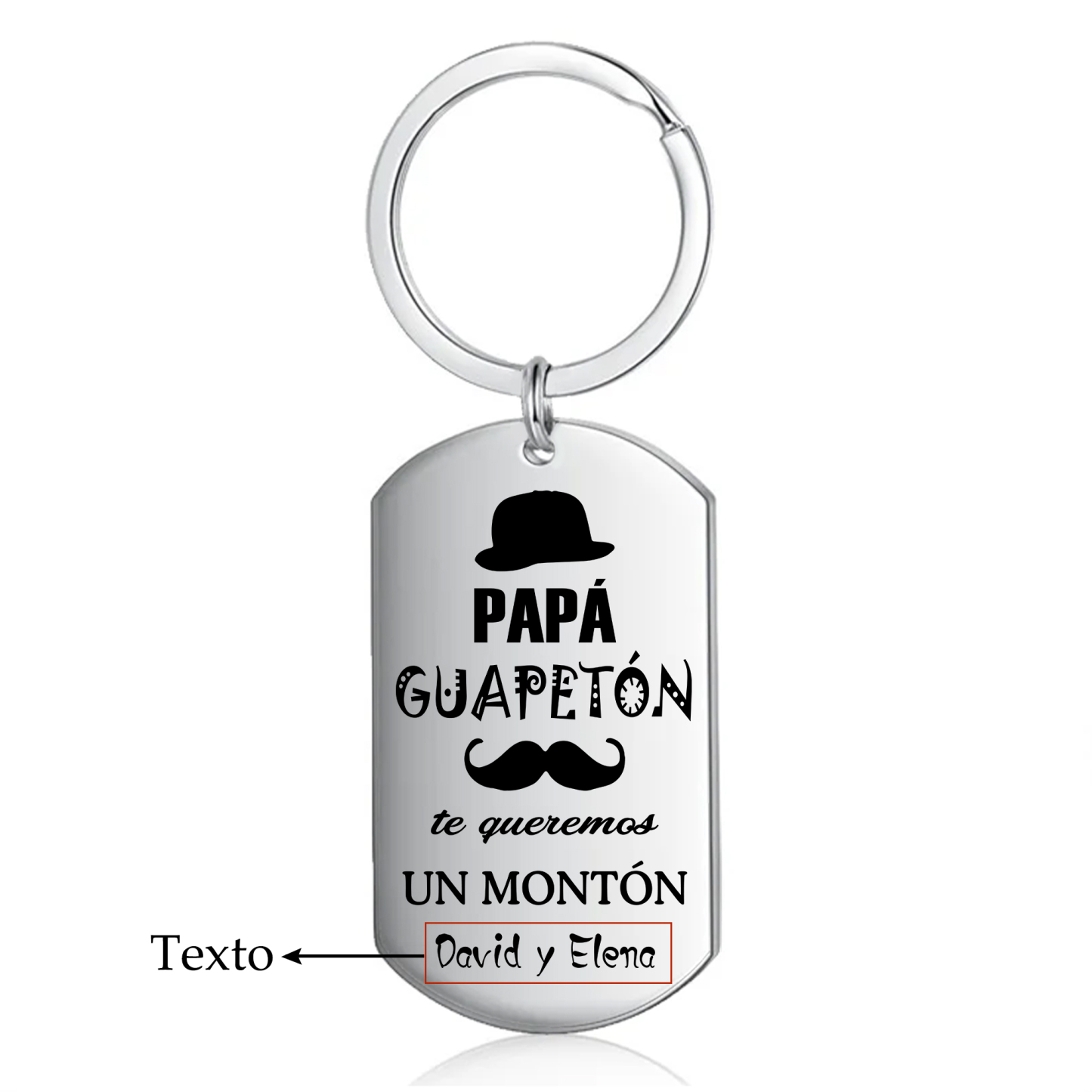 A mi papá-Llavero Personalizado PAPÁ GUAPETÓN 1 Texto-Jessemade ES