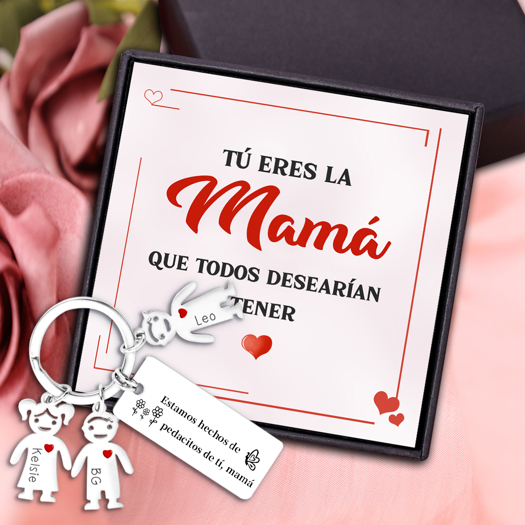 A mi mamá - Llavero 1-6 Nombres Personalizado con Charms de Niños-Jessemade ES