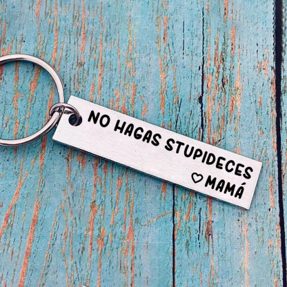 Llavero de placa "No hagas stupideces" a hijos de mamá-Jessemade ES