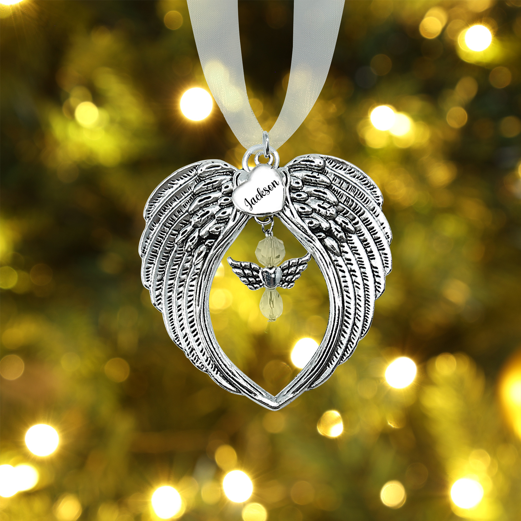 Adorno navideño de alas conmemorativo Adorno de Navidad 1 nombre personalizado 