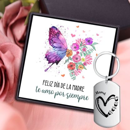 A mi mamá-Llavero 1-6 Nombres Personalizados CORAZÓN Y MARIPOSAS-Jessemade ES