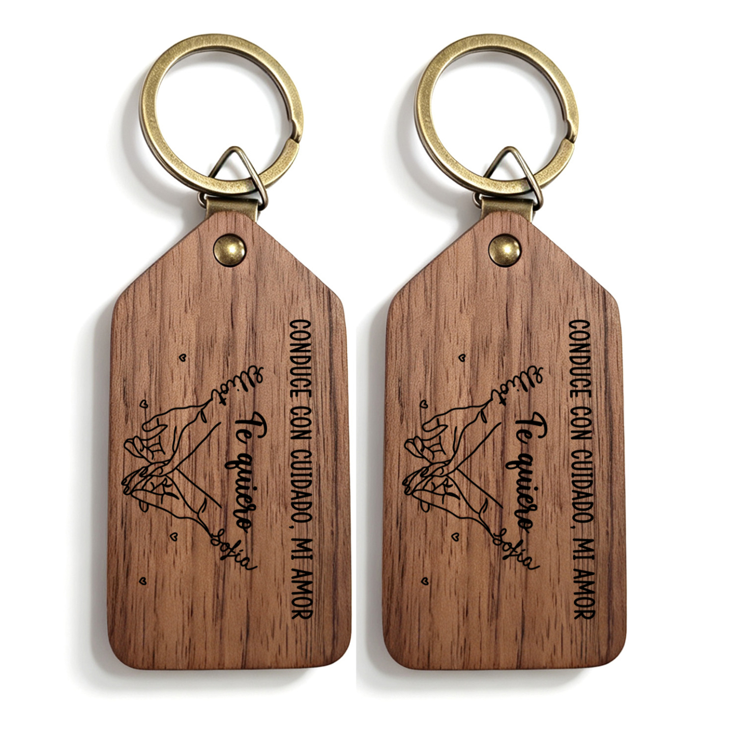 Llavero de Madera Personalizado con Promesa de Meñique y 2 Fotos