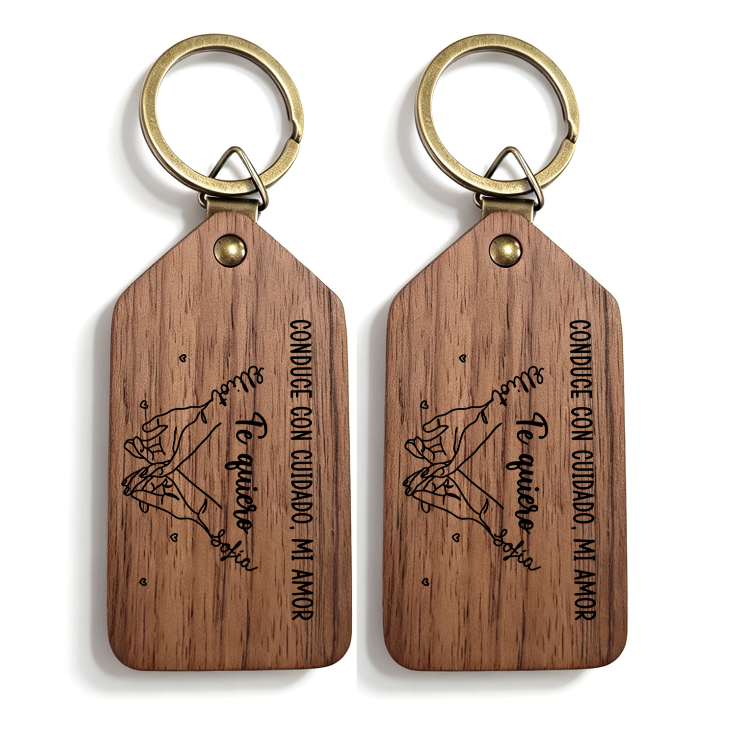 Llavero de Madera Personalizado con Promesa de Meñique y 2 Fotos