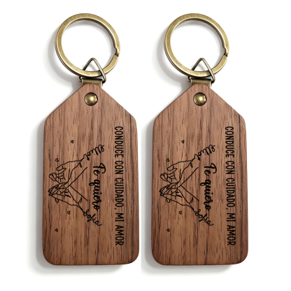 Llavero de Madera Personalizado con Promesa de Meñique y 2 Fotos