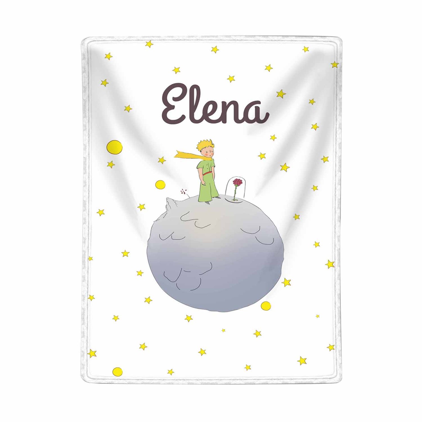 Manta de buen calidad con Príncipe y su rosa y personalizada con 1 nombre-Jessemade ES