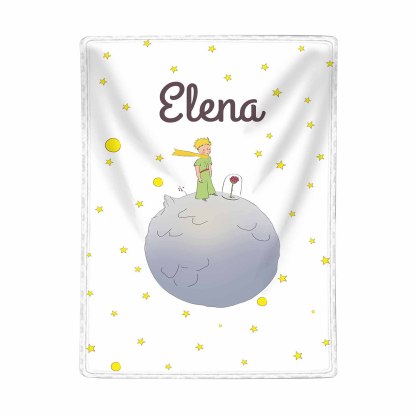 Manta de buen calidad con Príncipe y su rosa y personalizada con 1 nombre-Jessemade ES