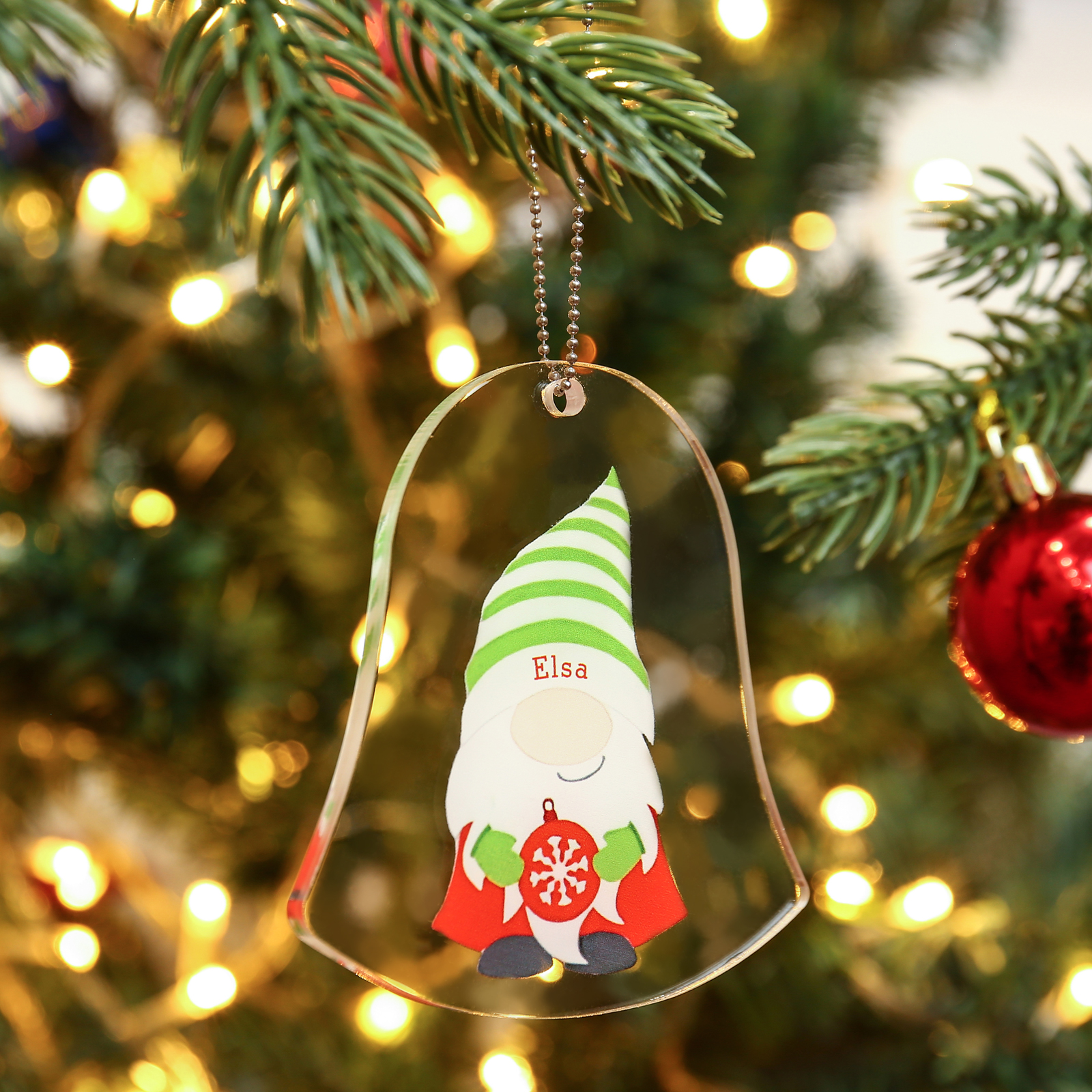 Navidad-Ornamento navideño de acrílico genios en forma de campanilla con 1 nombre personalizado