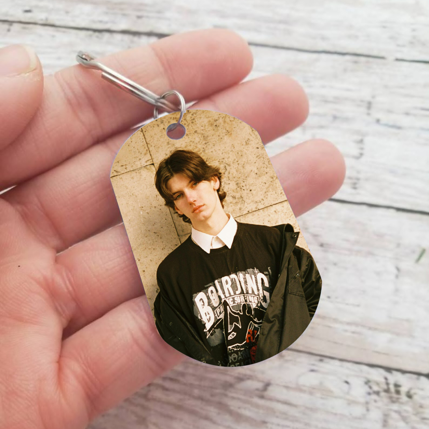 Comunión-Llavero con icono de comunión 1 foto, 1 nombre y 1 fecha personalizados-Jessemade ES