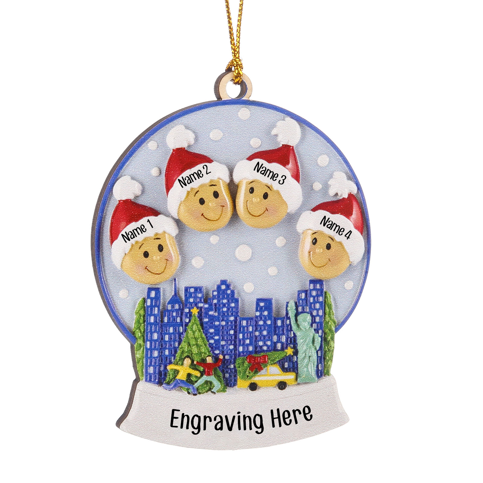 Navidad-Ornamentos Navideños de Madera Bola de cristal 4 Nombres con Texto Personalizados