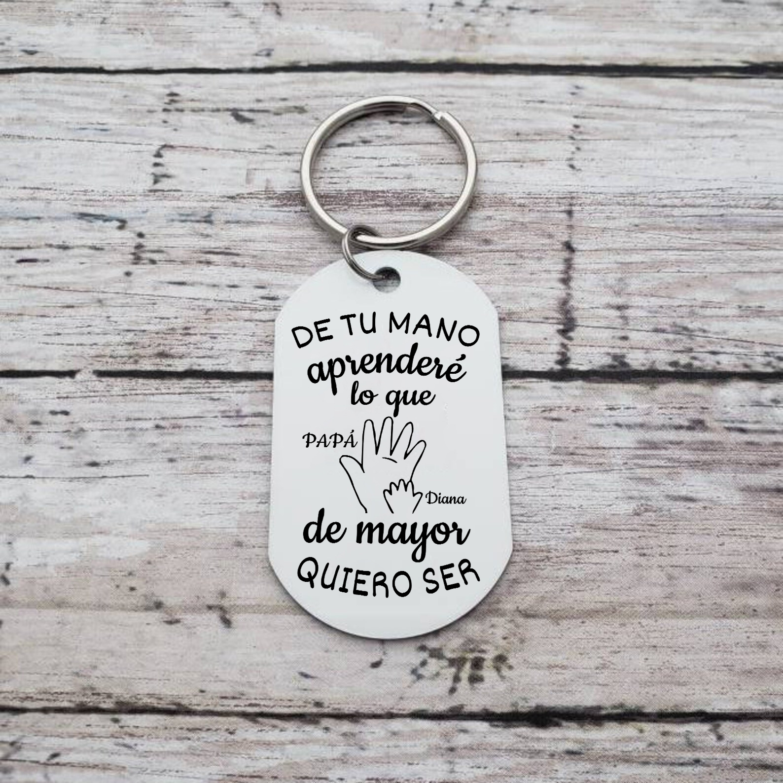 A mi papá-Llavero Personalizado DE TU MANO APRENDERÉ... 2 Nombres-Jessemade ES