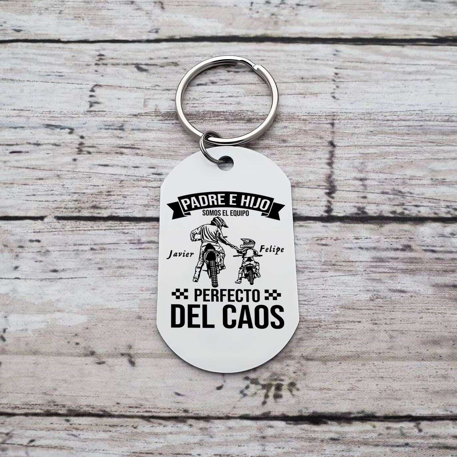 A mi papá-Llavero Personalizado PADRE E HIJO SOMOS EL EQUIPO PERFECTO 2 Nombres-Jessemade ES