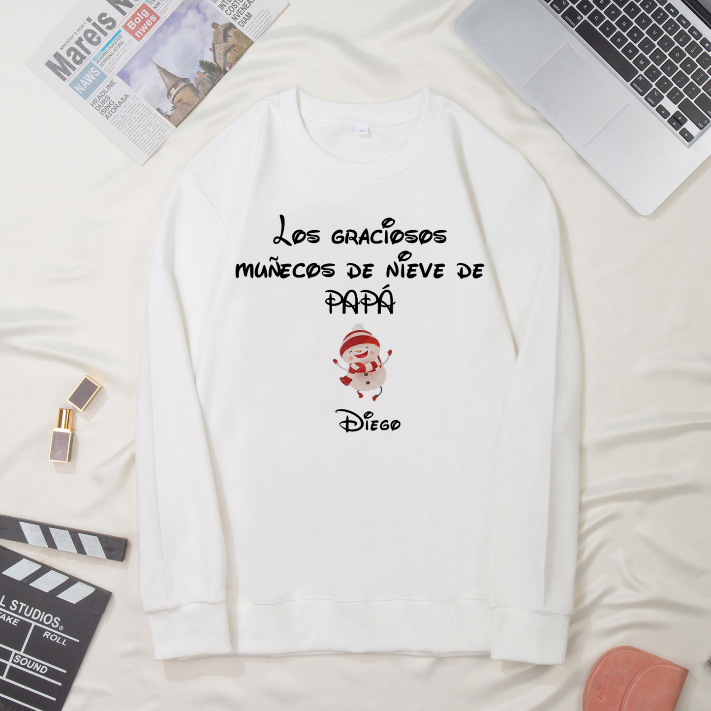 Familia-Sudadera "Muñecos de nieve" 2 nombres personalizados-Jessemade ES