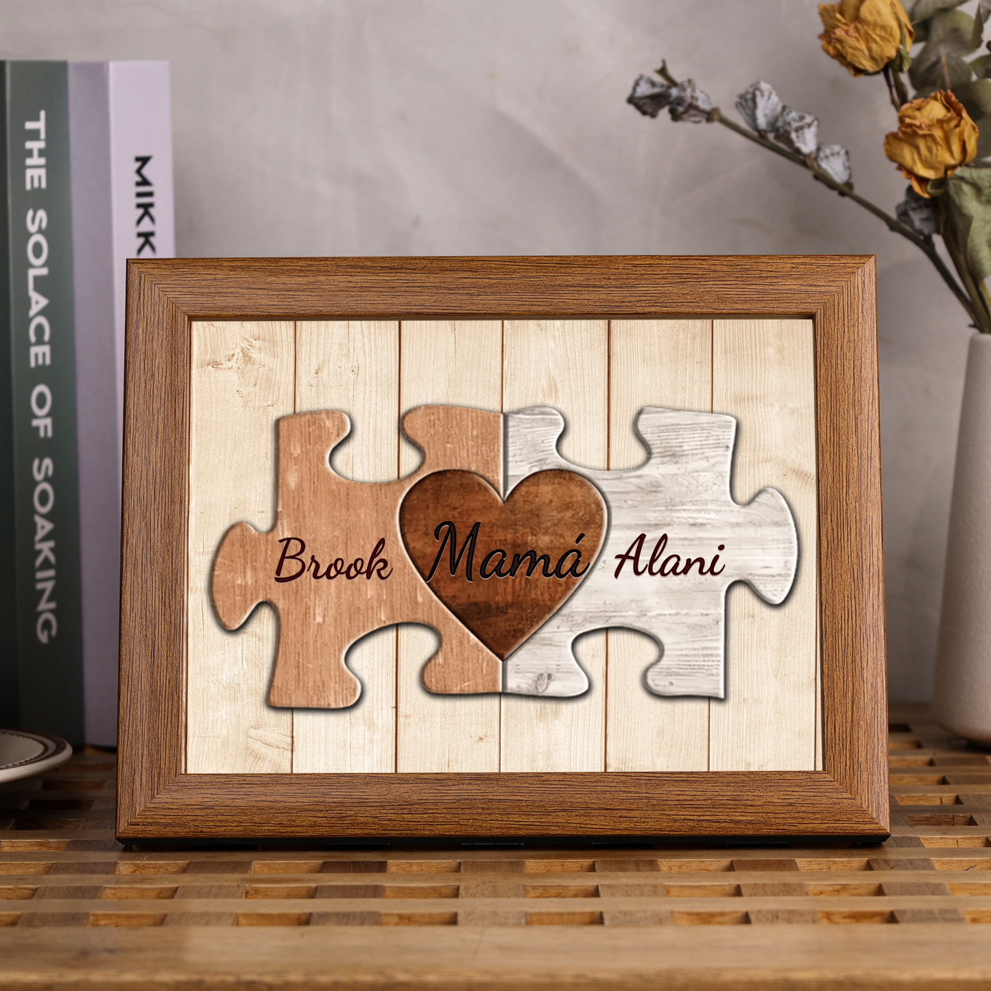 A mi mamá-Marco de 3-9 nombres personalizados rompecabezas de madera-Jessemade ES