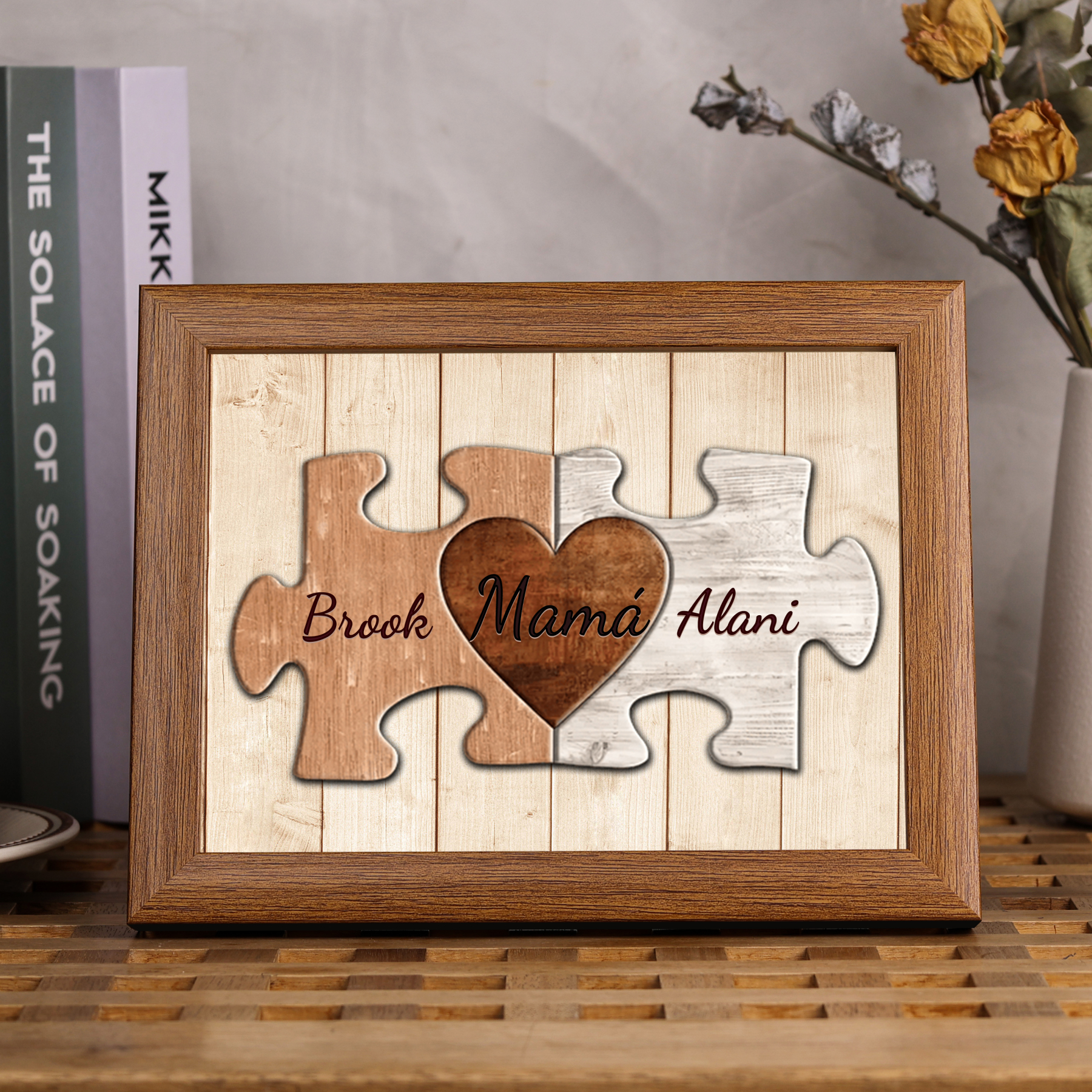 A mi mamá-Marco de 3-9 nombres personalizados rompecabezas de madera-Jessemade ES