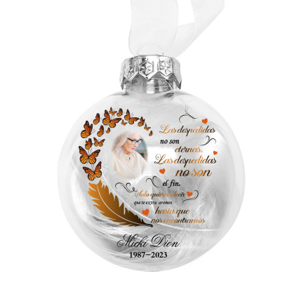 Bola navideña conmemorativa Adorno de Navidad 1 nombre, 1 foto y años personalizados con pluma -Jessemade ES