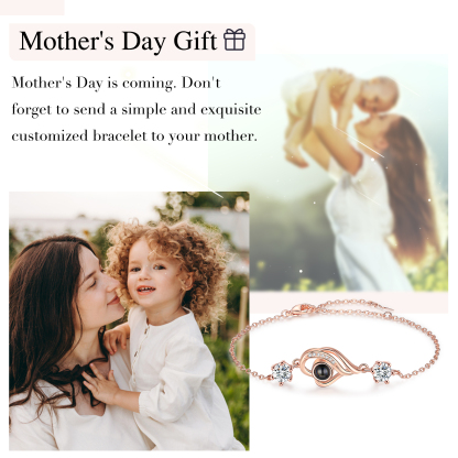 Pulsera con proyección de foto en color para mujer dije de corazón, Brazalete de proyección-Jessemade ES