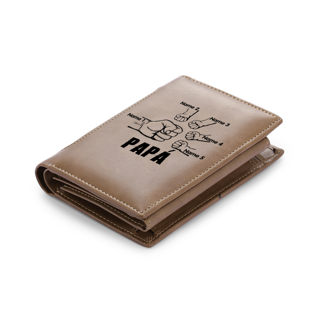 A mi papá-Cartera 2-5 nombres y texto personalizados billetera clásica puño a puño -Jessemade ES