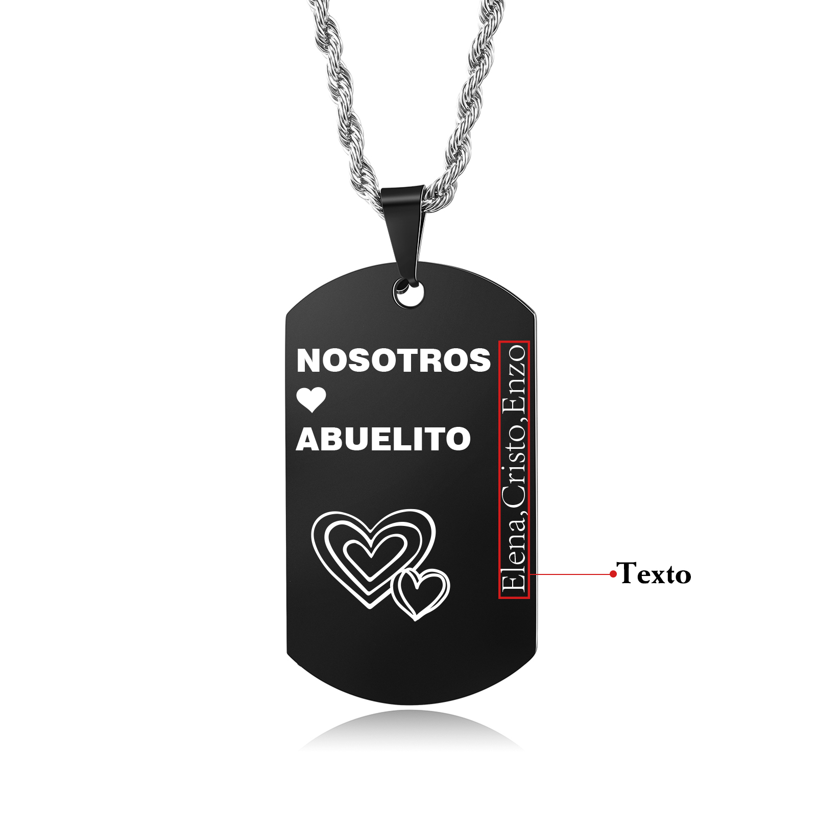 A MI ABUELO-Collar abuelo y nietos de placa personalizada con 1 texto-Jessemade ES