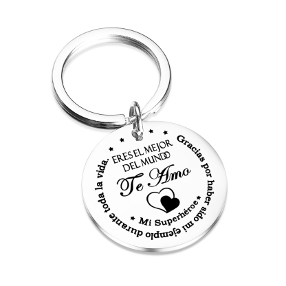 A mi papá-Llavero de placa redonda "papá mi superhéroe"-Jessemade ES