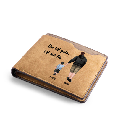 A mi papá-Cartera, billetera clásica siluetas 2-3 nombres personalizados para hombre monedero-Jessemade ES