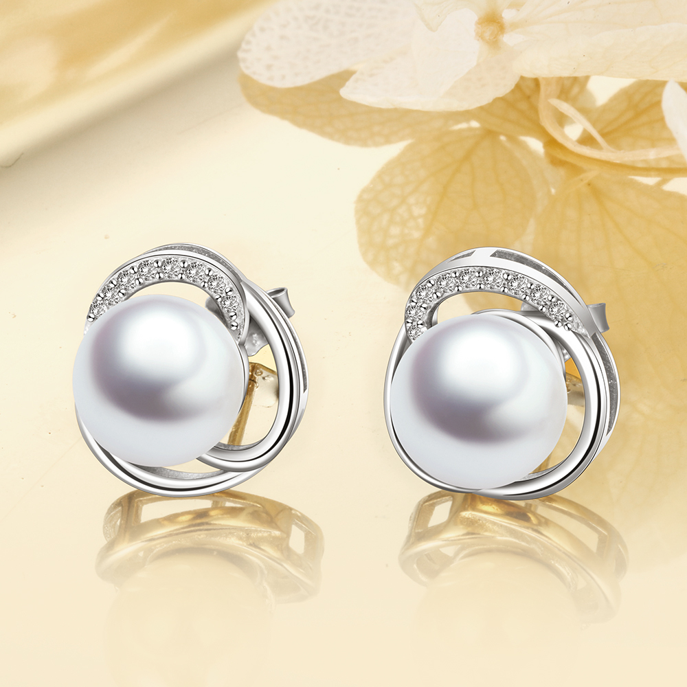 Pendientes elegantes con perlas aretes-Jessemade ES