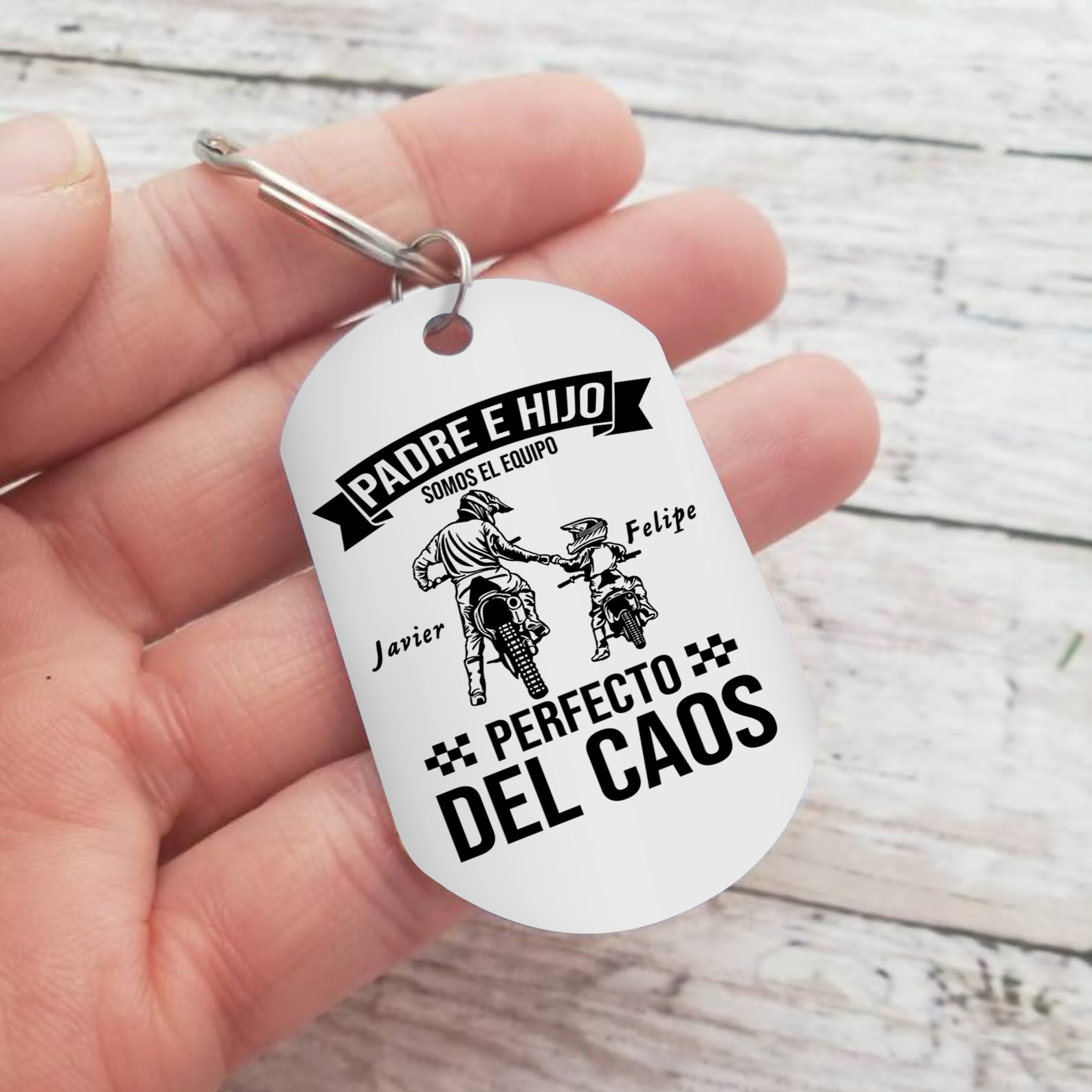 A mi papá-Llavero Personalizado PADRE E HIJO SOMOS EL EQUIPO PERFECTO 2 Nombres-Jessemade ES