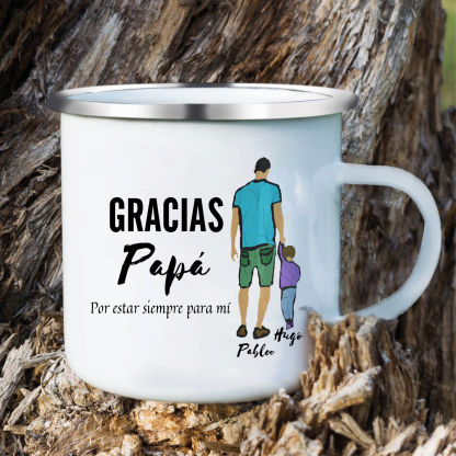 Taza para papá con 2 nombres personalizados-Jessemade ES
