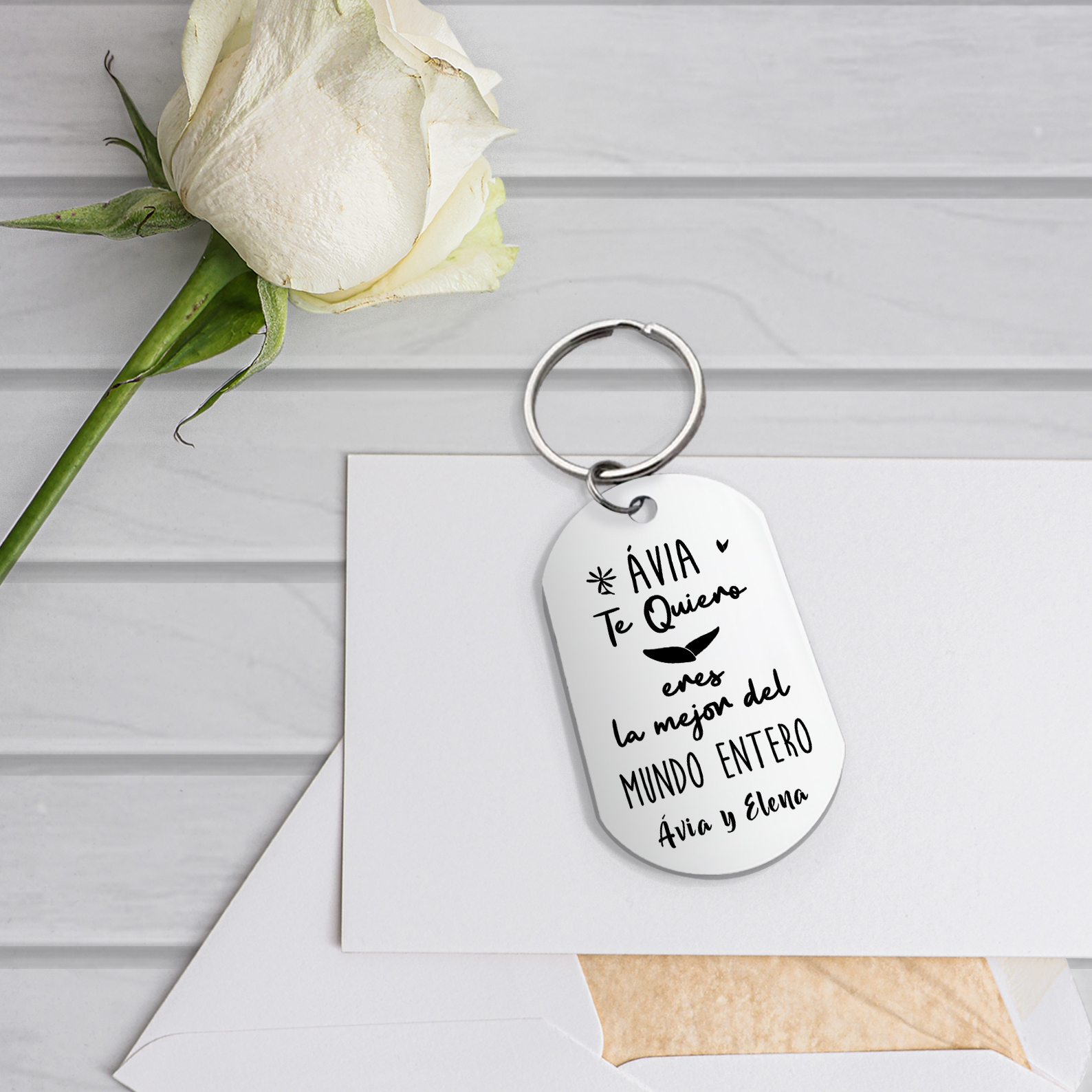 A mi abuela - Llavero 1 Texto Personalizado ÁVIA TE QUIERO-Jessemade ES