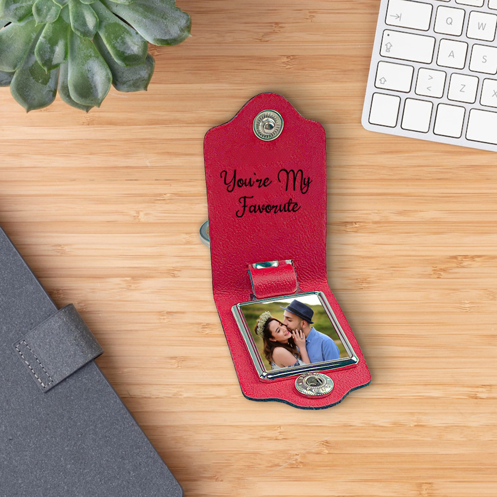 Llavero para pareja de cuero pinky swear personalizado con 2 nombres, fecha, texto y foto-Jessemade ES