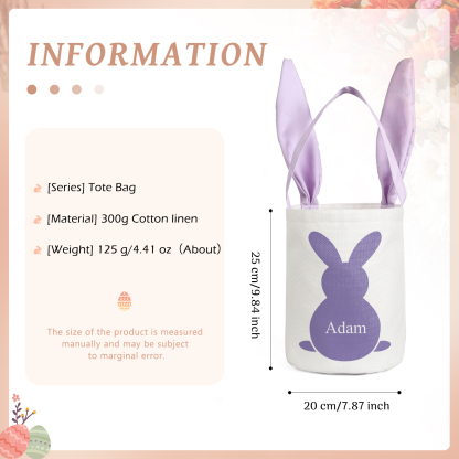 Pascua-Bolsa de conejo con 1 nombre personalizado-Jessemade ES