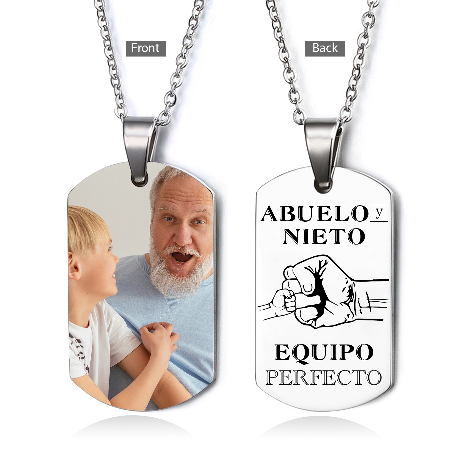 A MI ABUELO-Collar abuelo y nieto de placa personalizada con foto-Jessemade ES