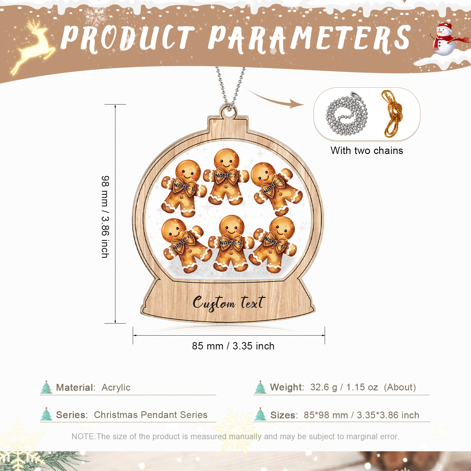 Navidad-Ornamentos Navideños de Acrílico Bola de Cristal 6 Nombres con Texto Personalizados