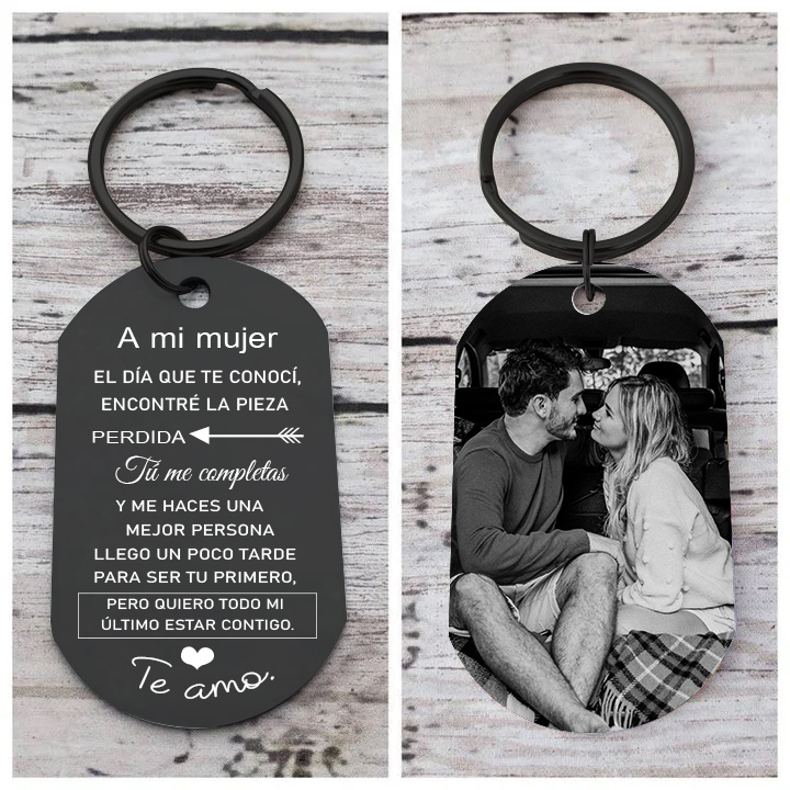Llavero a mi mujer para pareja "Eres mi pieza perdida" 1 foto personalizada