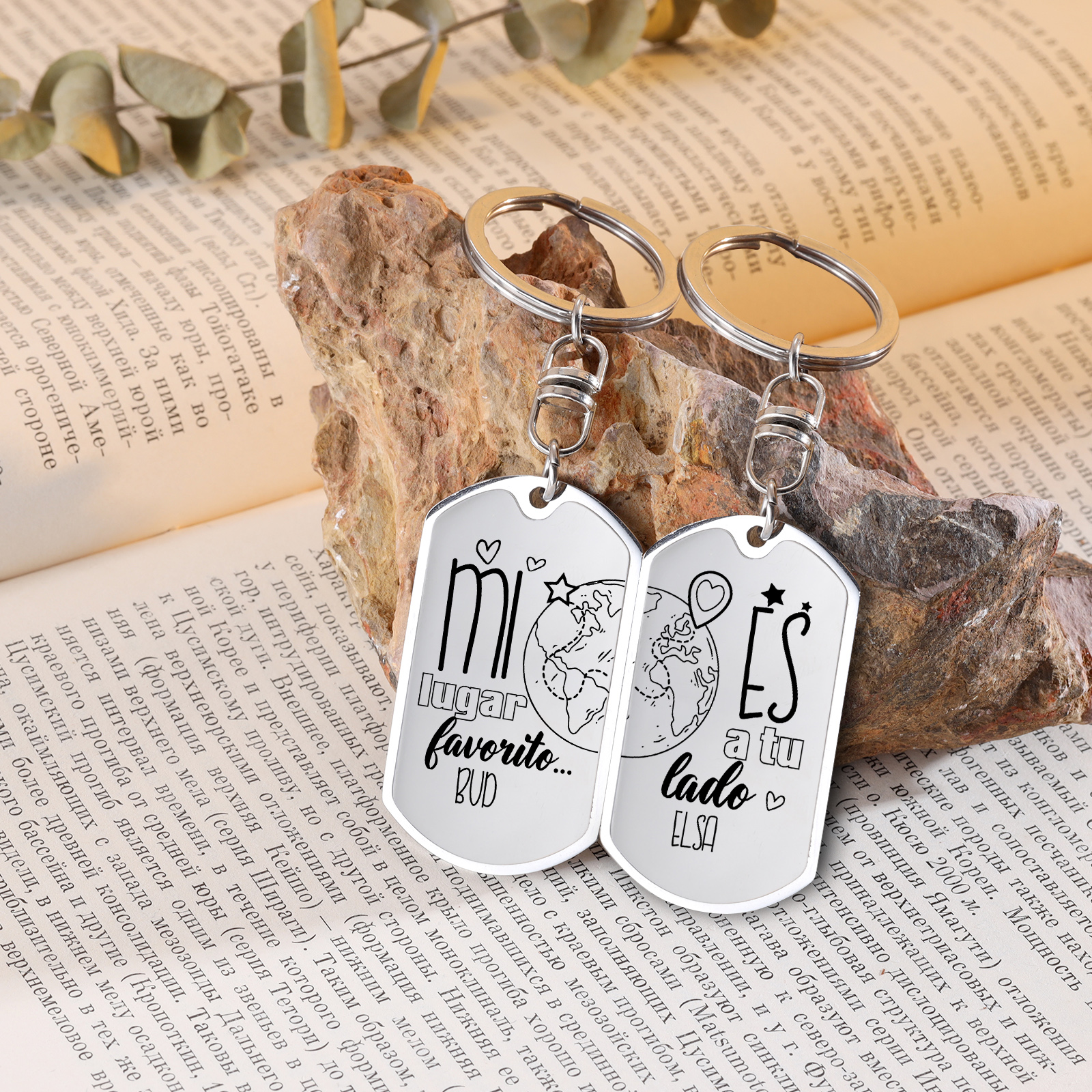 Llavero personalizado con 2 nombres para pareja unidad de llaveros-Jessemade ES