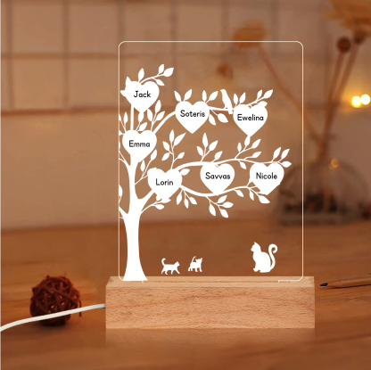 A mi mamá/abuela-Lámpara Personalizada con 2-8 Nombres "árbol de la vida" 3D Ilusión Luz de Noche-Jessemade ES