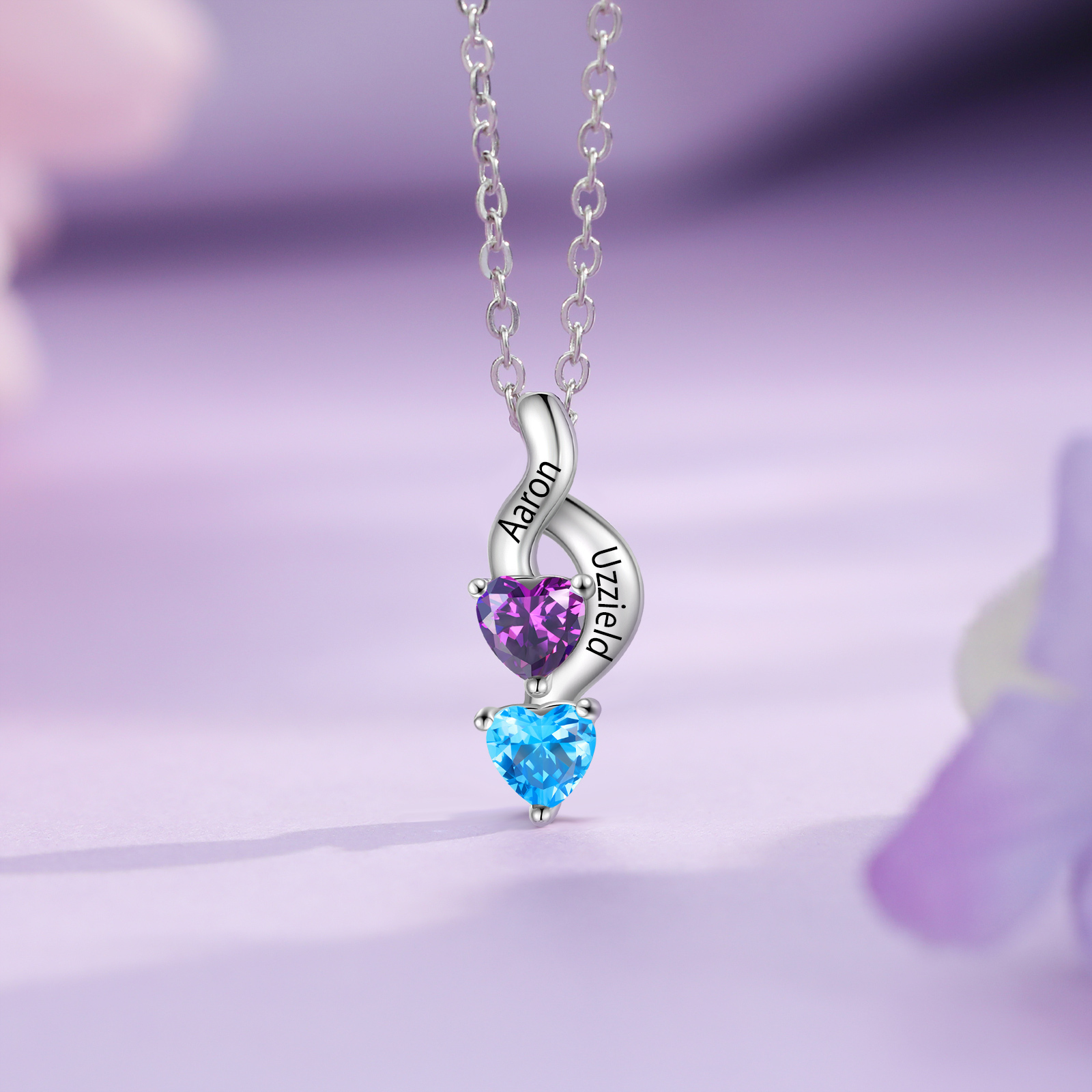 Collar de corazón 1-6 nombres y piedras personalizados-Jessemade ES