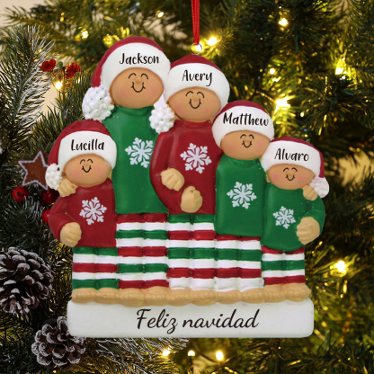 Navidad-Ornamento muñecos navideño de madera 5 nombres y 1 texto personalizados adorno del árbol