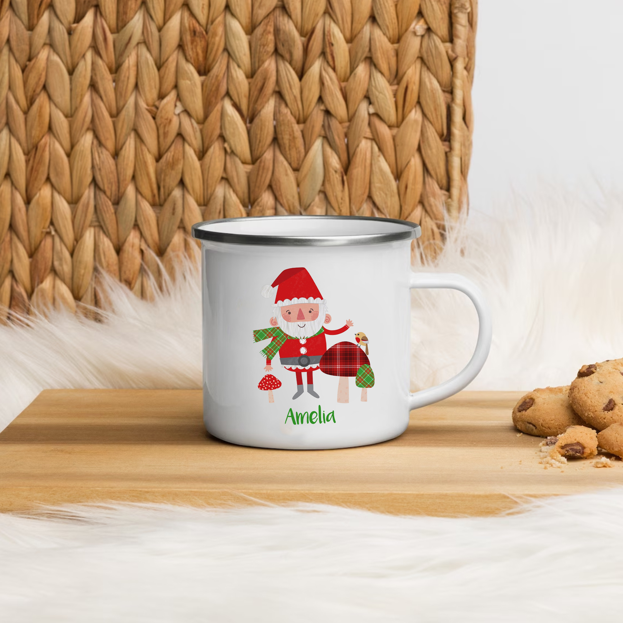 Navidad-Taza Papá Noel para niños con 1 nombre personalizado