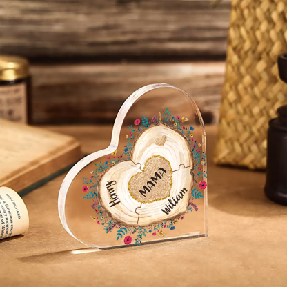 A mi mamá/abuela-Placa de acrílico "Corazones" en forma de corazón 3 nombres personalizados-Jessemade ES