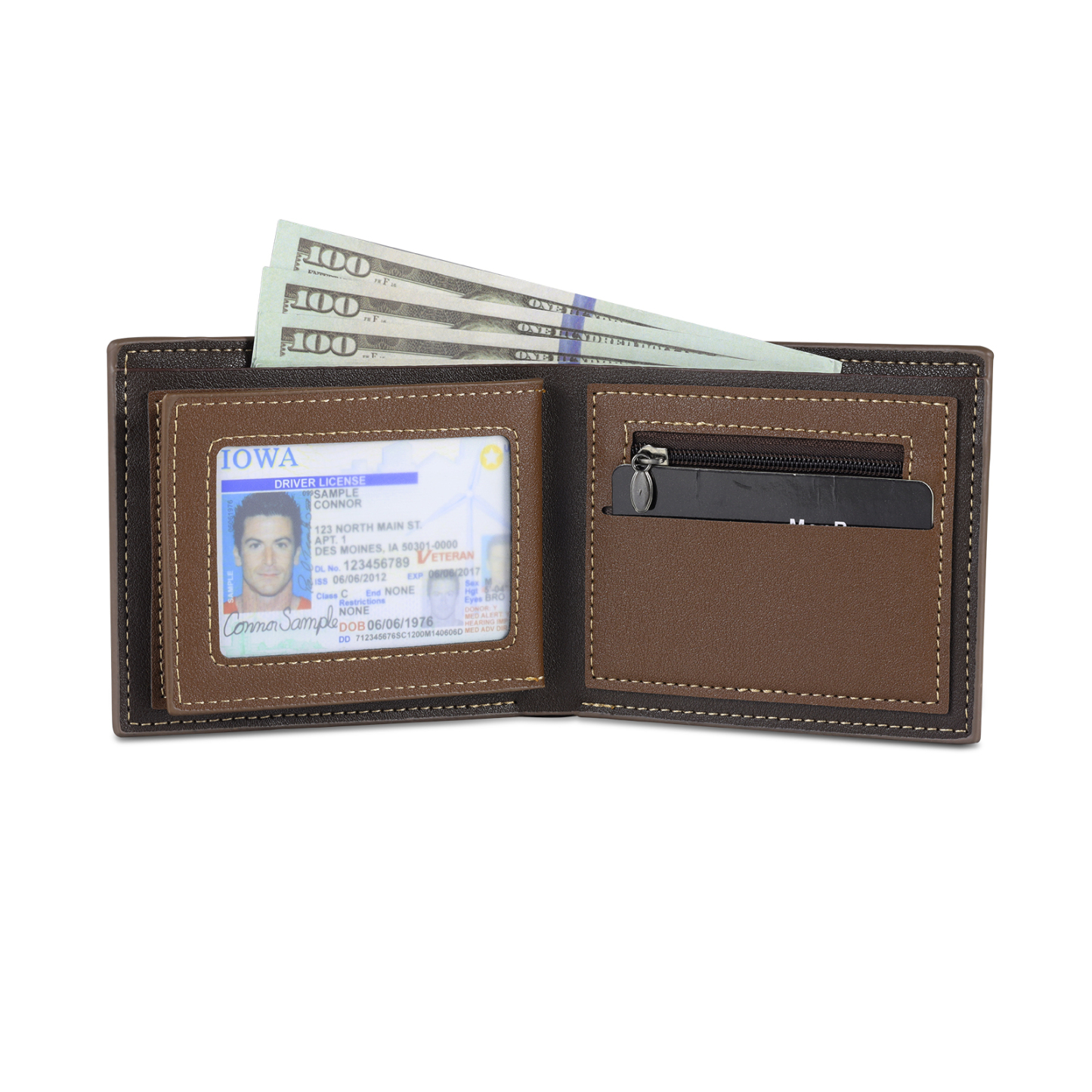 Cartera, billetera personalizada con 1 foto, 1 nombre y 1 letra monedero para hombre-Jessemade ES