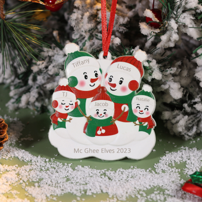 Navidad-Ornamento de resina con muñecos de nieve 5 nombres personalizados con texto adorno de árbol