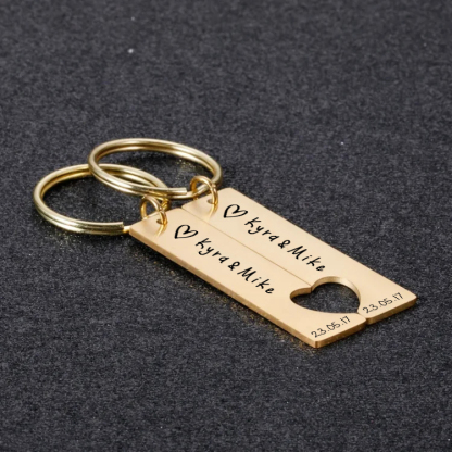 Llavero para pareja corazón 2 nombres personalizados con fecha-Jessemade ES