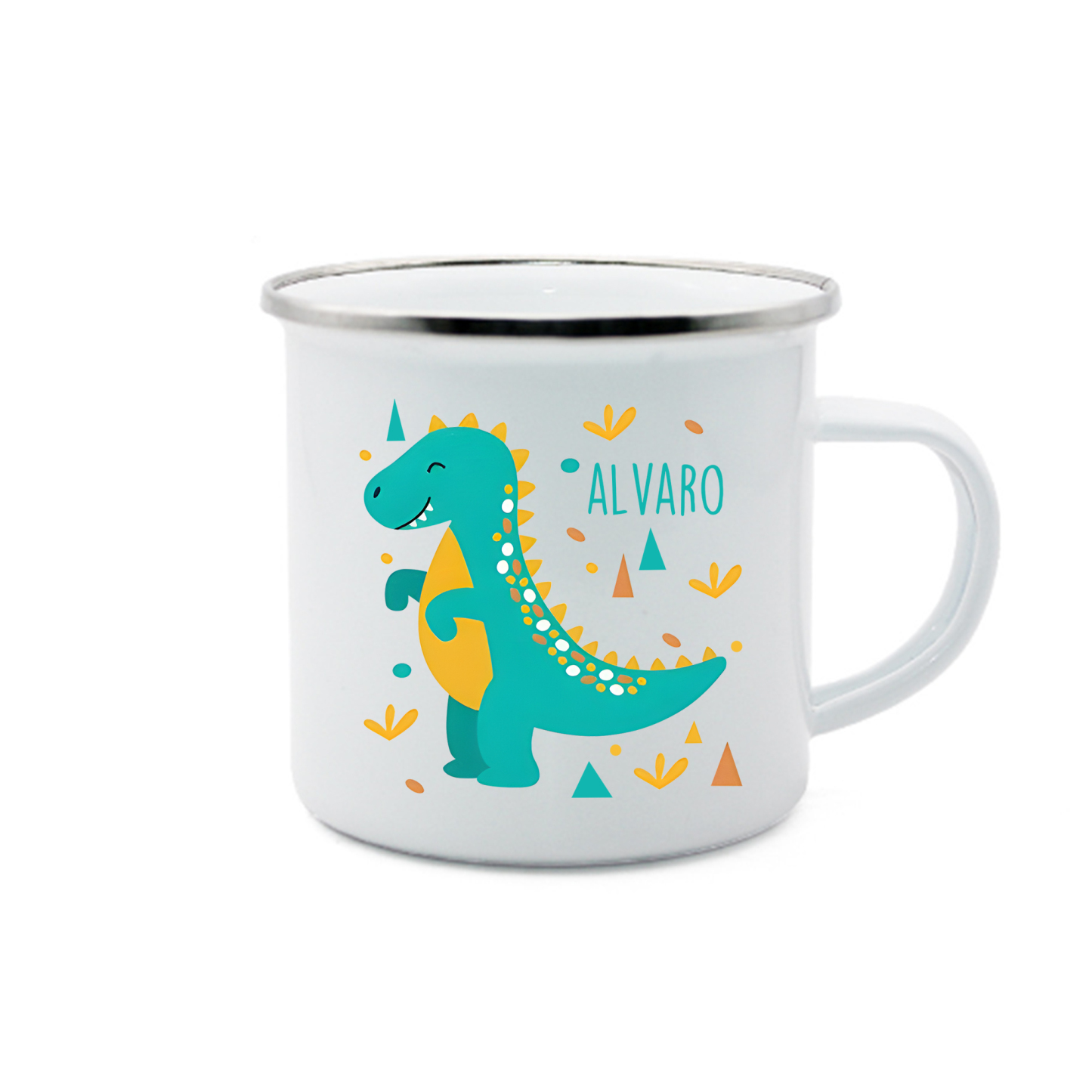 Vuelta al cole-Taza para niños "dinosaurio" con 1 nombre personalizado