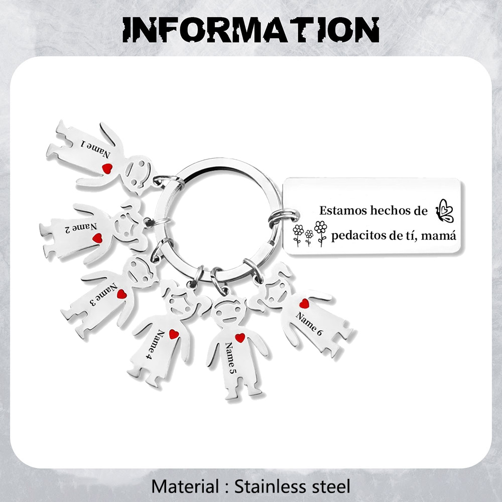 A mi mamá - Llavero 1-6 Nombres Personalizado con Charms de Niños-Jessemade ES