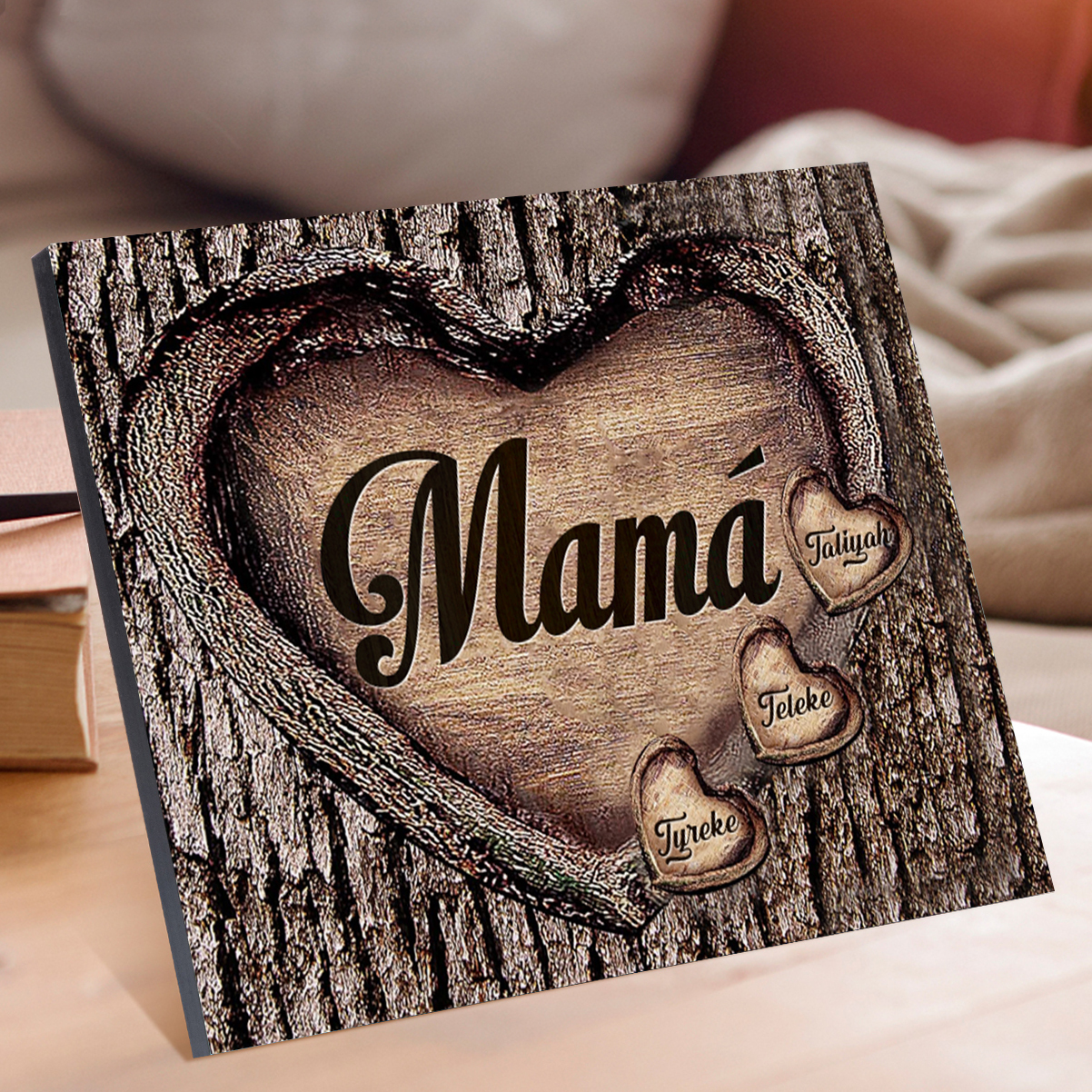 A mi mamá-Lámina marco de madera para mamá personalizado con 3 nombres-Jessemade ES
